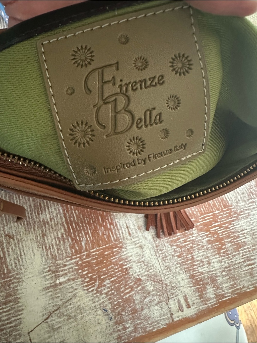 Boho Floral Medallion Crossbody Bag in Brown, Purple & Teal - Picture 4 of 5
